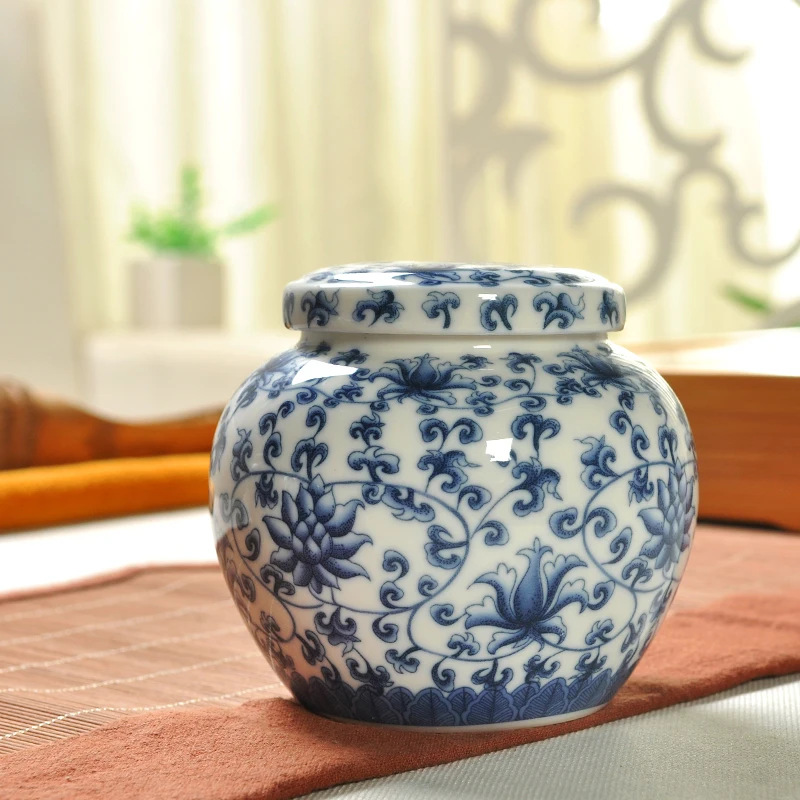 Мини Цзиндэчжэнь синий и белый фарфор чай Caddy китайский чайный набор кунг-фу