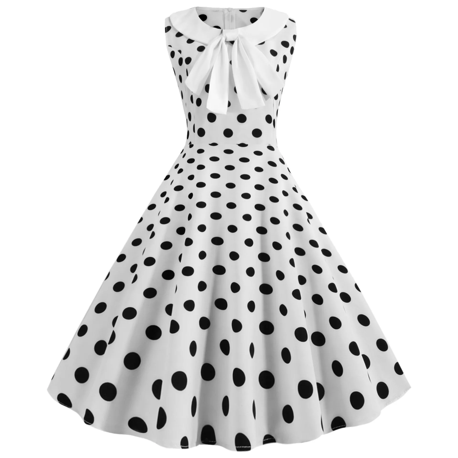 

2021 wave point retro fashion splicing big pendulum skirt banquet dress