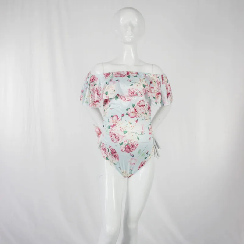 Цветочный принт беременности и родам Комбинезоны для фотографий Slash шеи