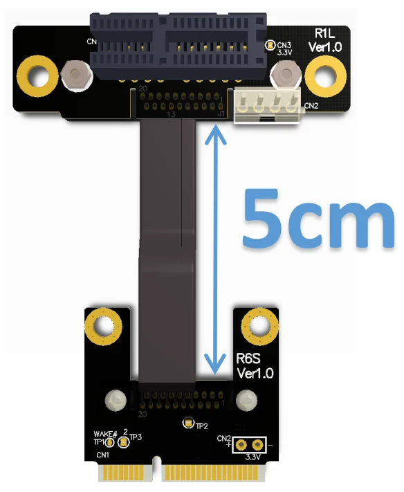 Адаптер Riser PCIe 1x PCI-E x1 на Mini Half mPCIe переходник с картой дизайн локтя кабель Gen3.0 8