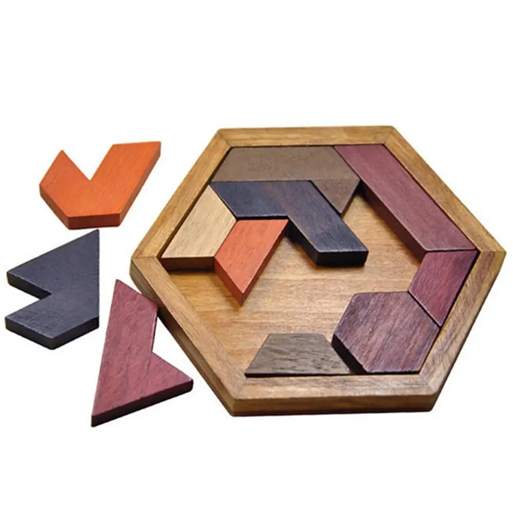 Детские деревянные игрушки-паззлы Tangram Jigsaw Board геометрические формы головоломки |