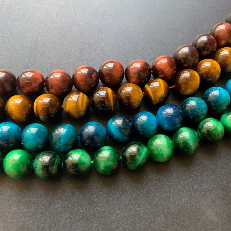 

Gold Red Green Blue Tiger Eye Stone Natural Round Beads Healing Crystal Stone Loose Beads Diy Party Home Decor