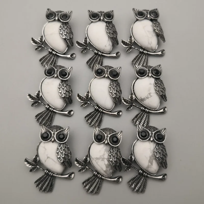 Модные подвески и ожерелья из натурального камня смешанные животные Сова