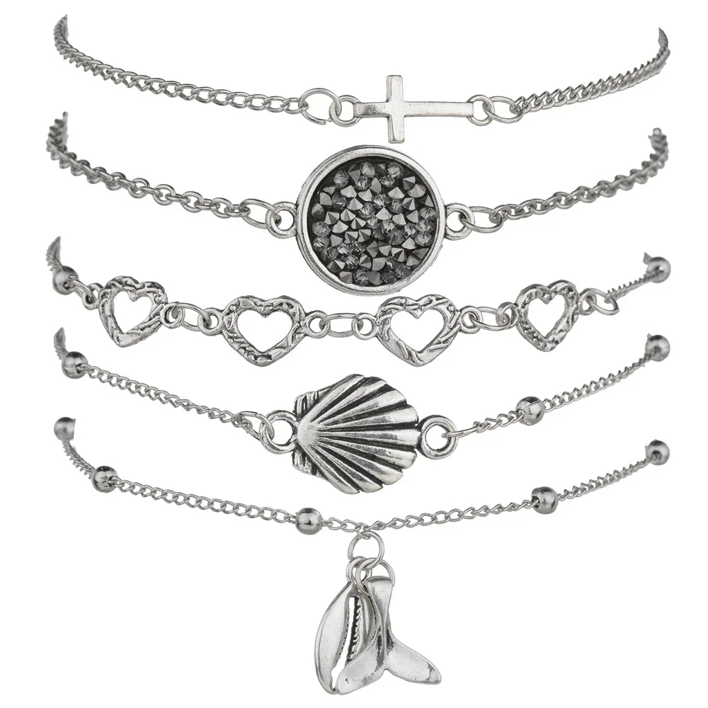 5 шт./комплект женский браслет с натуральным камнем|Браслеты шармами| |