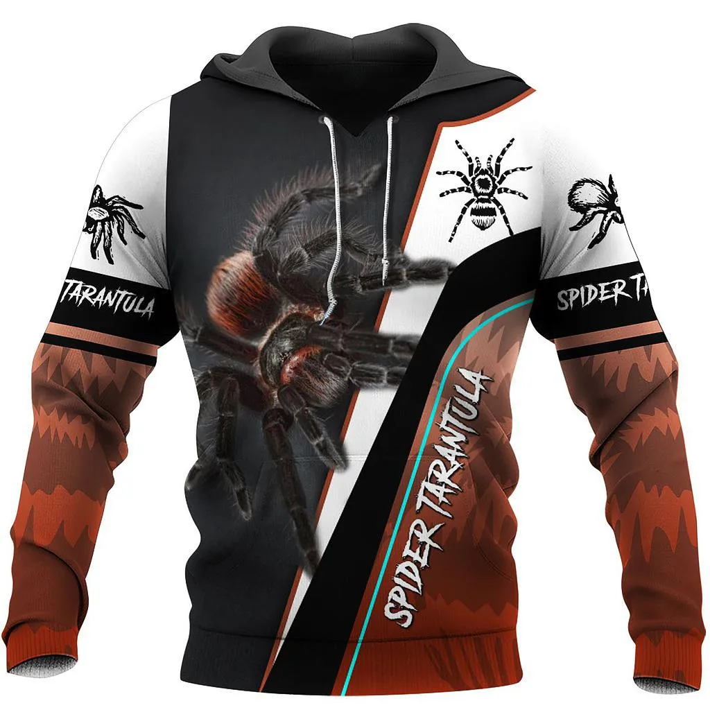 Толстовка мужская и женская с 3D принтом паука тарантула на молнии осень/зима