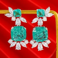 trendy geometric clear candy cubic zirconia crystal shiny earring for women bridal earring aretes de mujer modernos wholesale