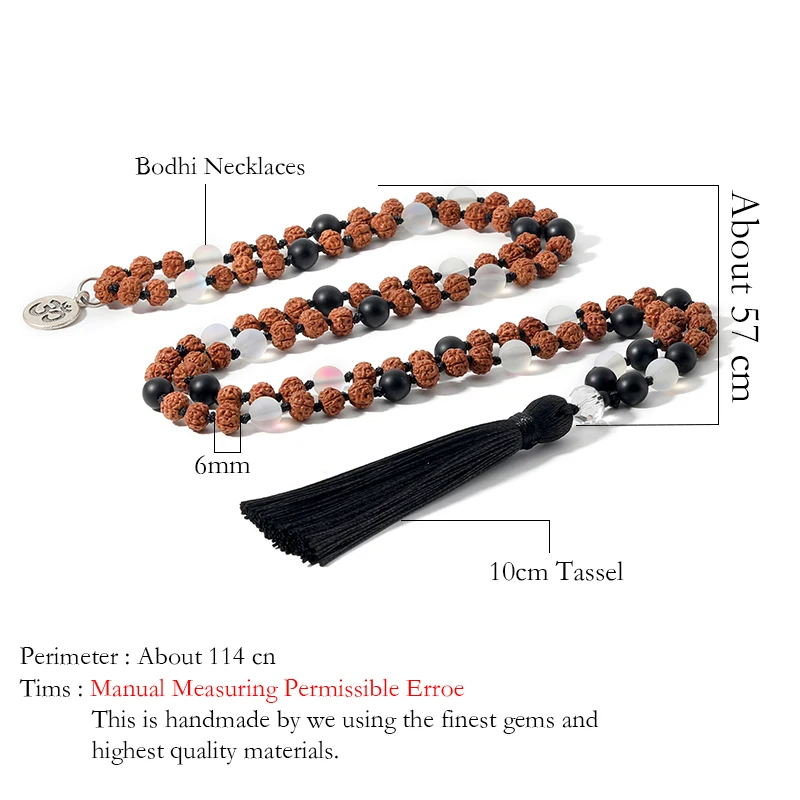 Ожерелье из черного агата и опала OAIITE с Rudraksha 108 ожерелье JapaMala буддийская молитва