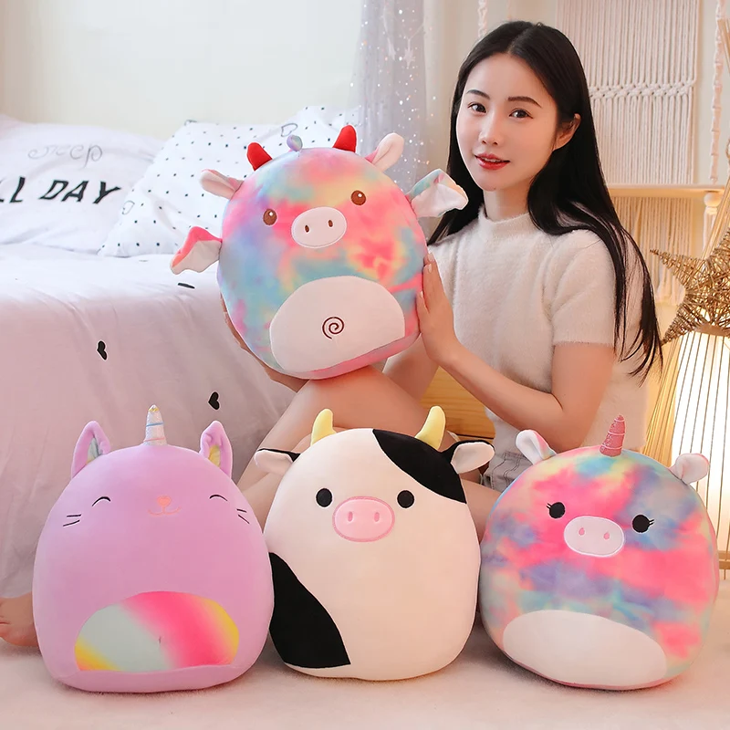 

45cm 2021 Cute Soft Fat Unicorn Dinosaur Pig Cattle Plush Toys Stuffed Office Nap Sleep Pillow Cushion Gift Doll For Kids Girls