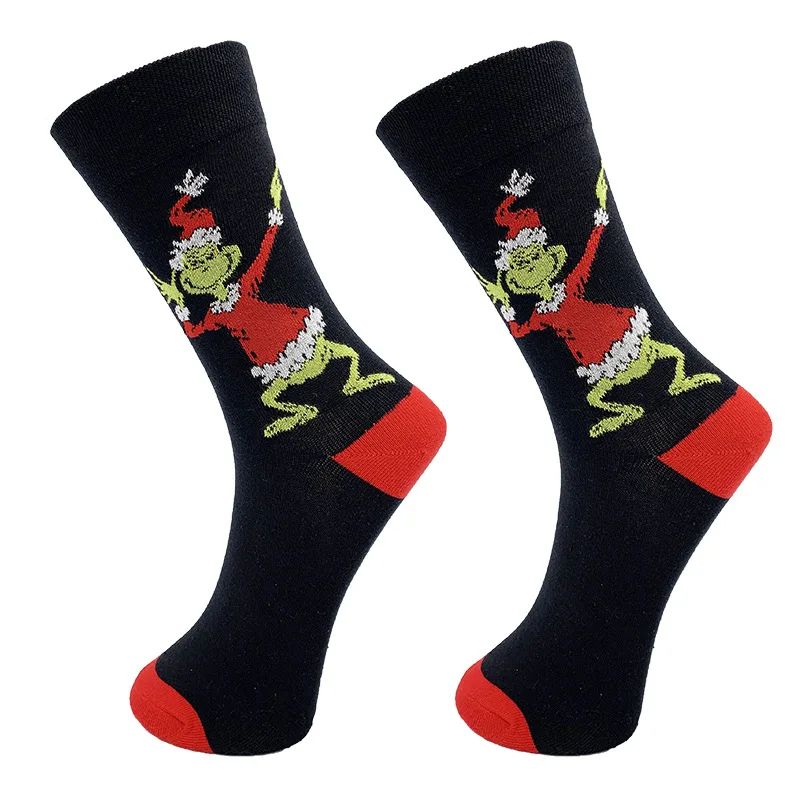 

SP1284 Christmas Monster Mens Socks Women Novelty Sock Skateboard Cotton Funny Men's Crew Autumn Winter Long Socks