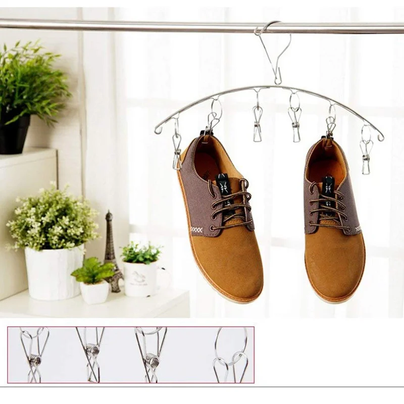 Дуговая ветрозащитная Вешалка из нержавеющей стали 20 зажимов сушилка для белья