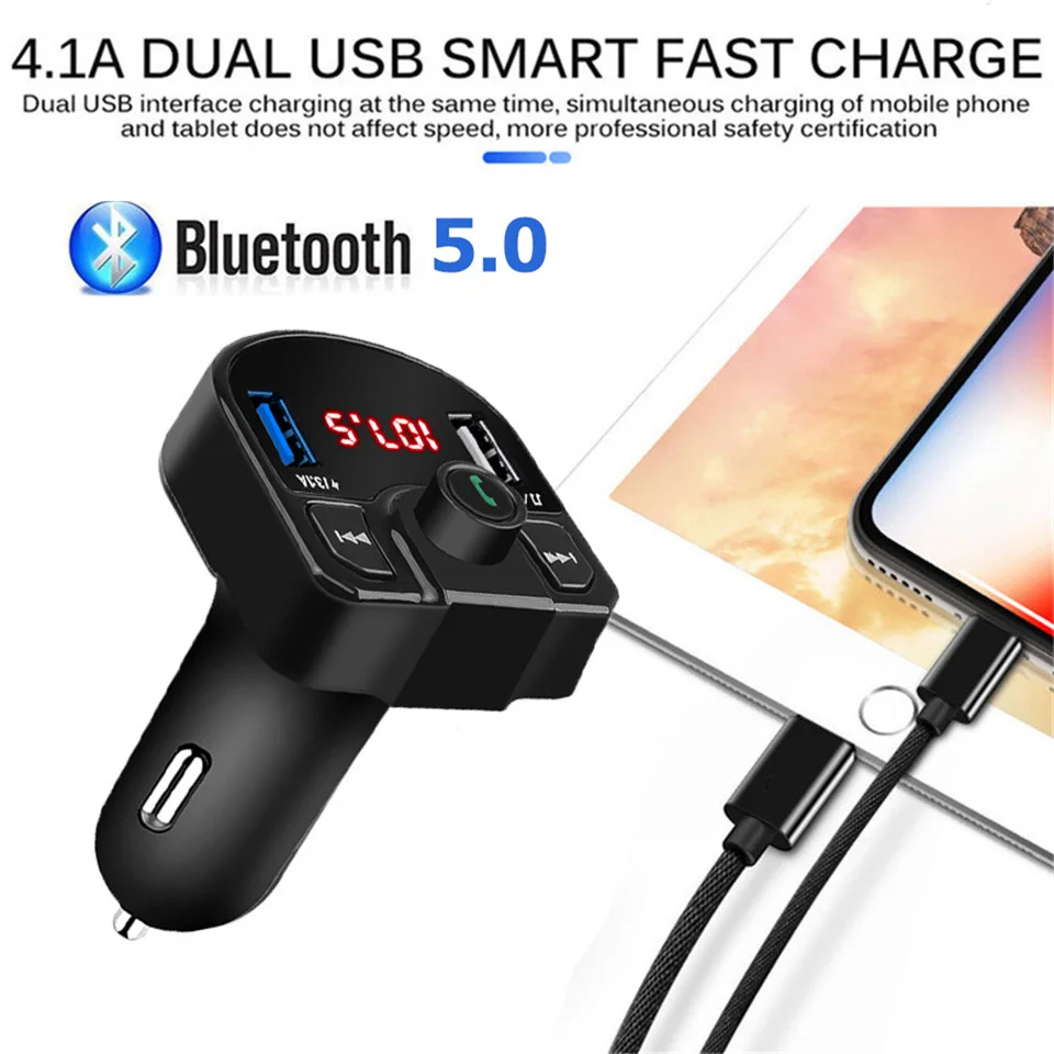 USB AUX комплект беспроводной связи bluetooth для автомобиля Handsfree 3.1A двойное зарядное