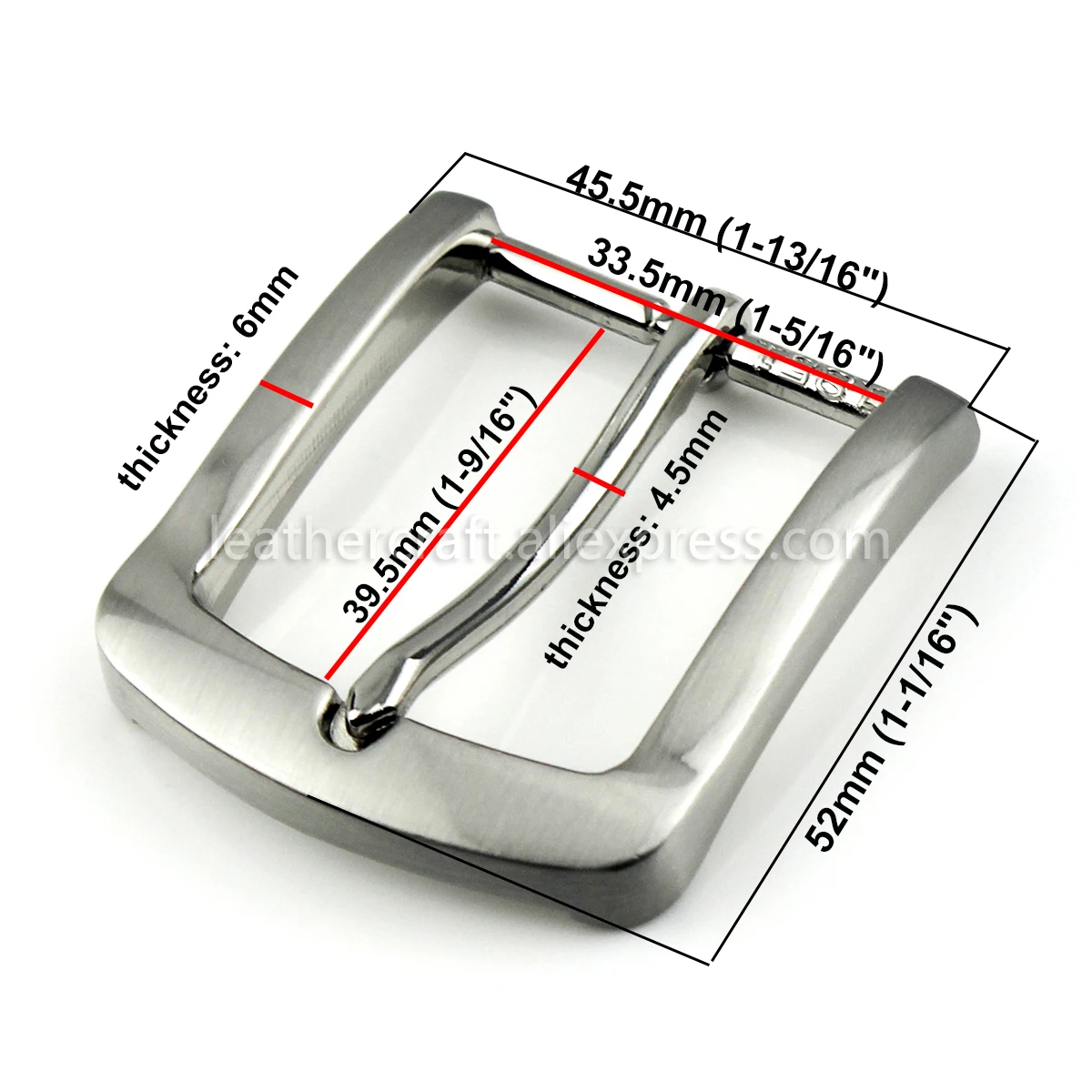 1x 35mm Silver Belt Buckle Metal Brushed Men Women End Bar Single Pin Half for Leather Craft Strap |