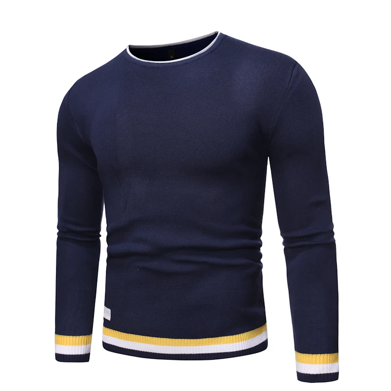 Algodón de alta quality marca para hombre manga larga jerseys cuello Como Do punto casual Tops ropa | Мужская одежда