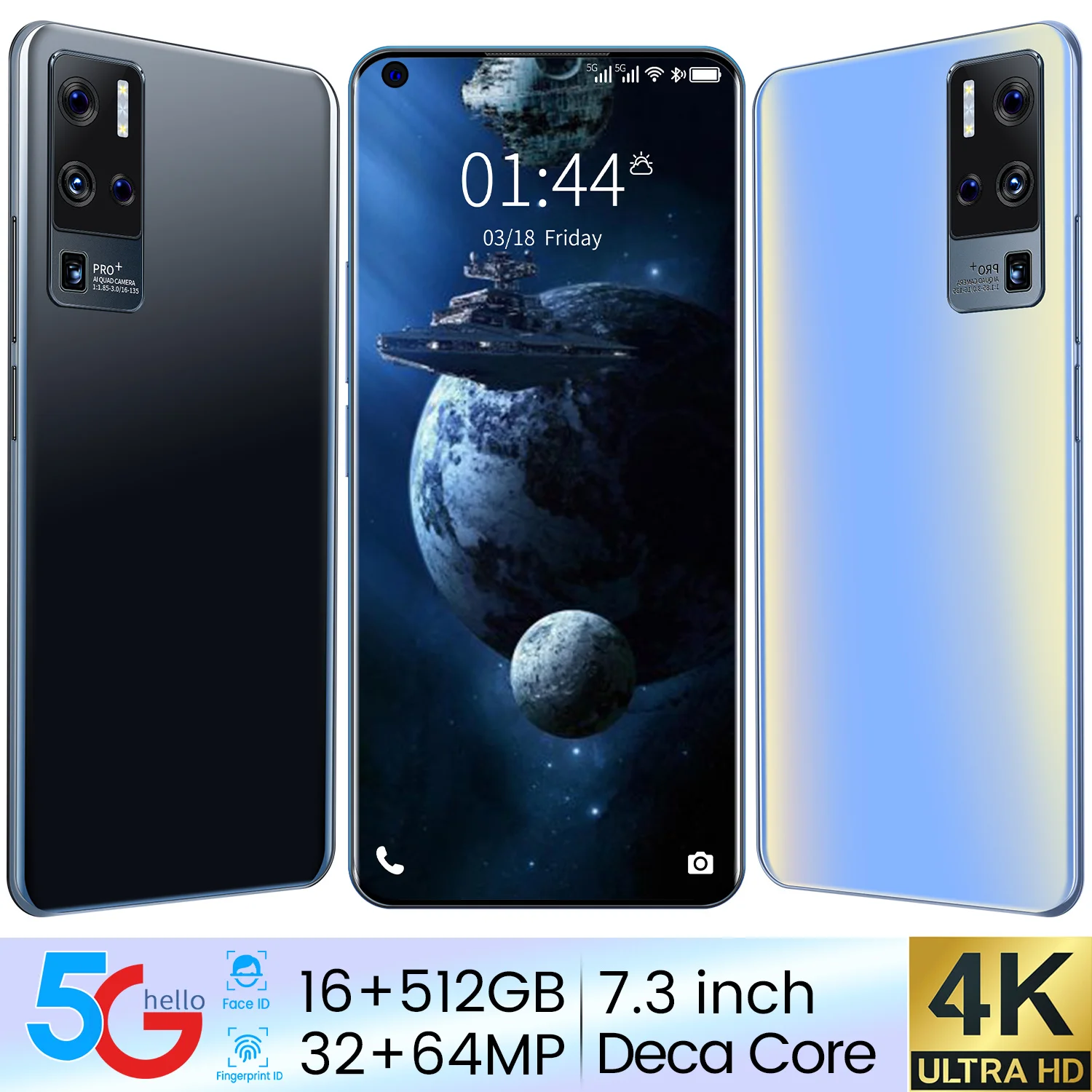 

Newest 7.3" Full Screen OnePro 9+6800mAh 16GB 512GB 32MP+64MP MTK6889+ 10 Core Face ID Global Version Mobile Phone Smartphone 5G