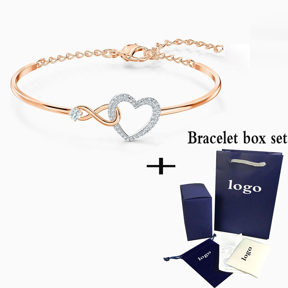 

New Fashion Rose Gold INFINITY HEART Necklace Bracelet Set Represents Love, Promises To Give Girlfriend A Valentine's Day Gift