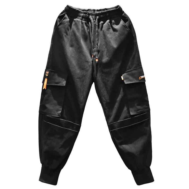 

Men Black Streetwear Cargo Pants 2021 Autumn Cotton Hip Hop Joggers Pants Overalls Casual Fashions Baggy Pockets Trousers