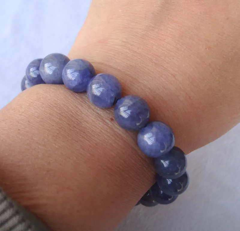 Браслет с бусинами из натурального танзанита 11 мм | Украшения и аксессуары