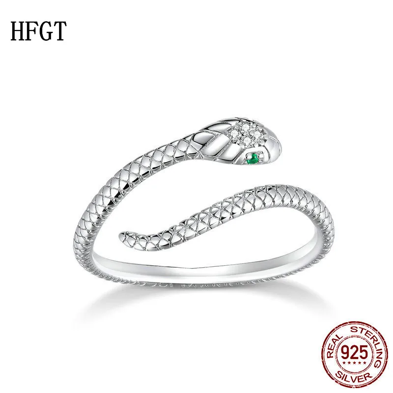 

European and American New Personalized Snake S925 Sterling Silver Ring Open Flexible Diamond Snake Ring Unisex