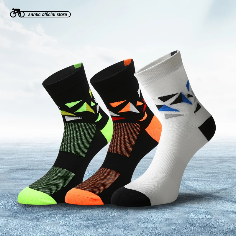 

Santic Men Women Cycling Socks Sport Socks Running Marathon Football Bike Bicycle Socks Elastic Antiseptic 3 Pairs M8C09081
