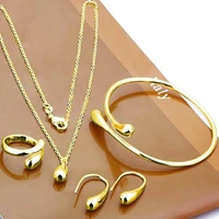 80 hot sale 4pcs necklace set teardrop charm compact alloy teardrop charm earrings set for birthday