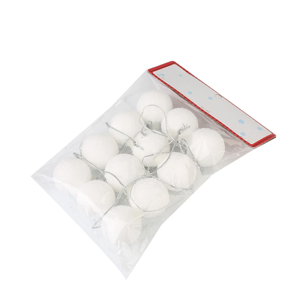 4cm 12 pcs Висячие Шарики Из Пенопласта Рождественский снежный шар 1 сумка Рождественские елки украшения вечерние романтические белые Новые Домашние фестивальные декорации инструмент кулон - Цвет: 4cm 12 pcs