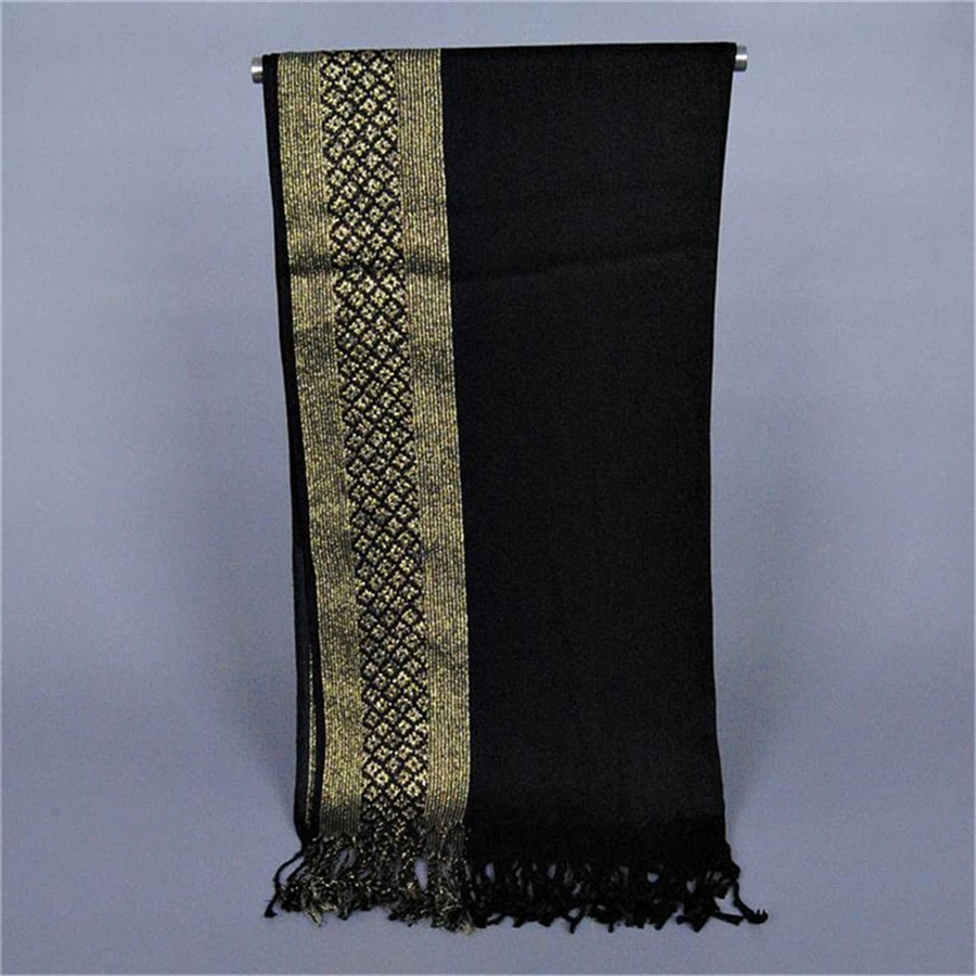 Шарф женский Шелковый с большими кисточками разноцветный |