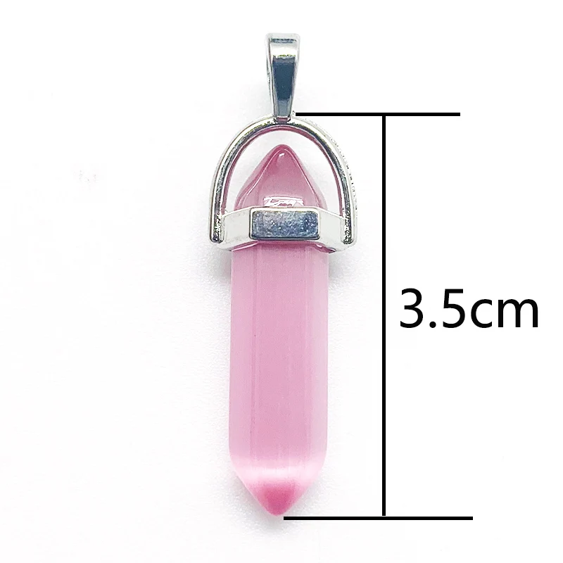 

Natural Stone Necklace Pendant Hexagonal Bullet Gold Silver Stainless Steel Chain RoseQuarters Necklace for Women Wholesale Sale