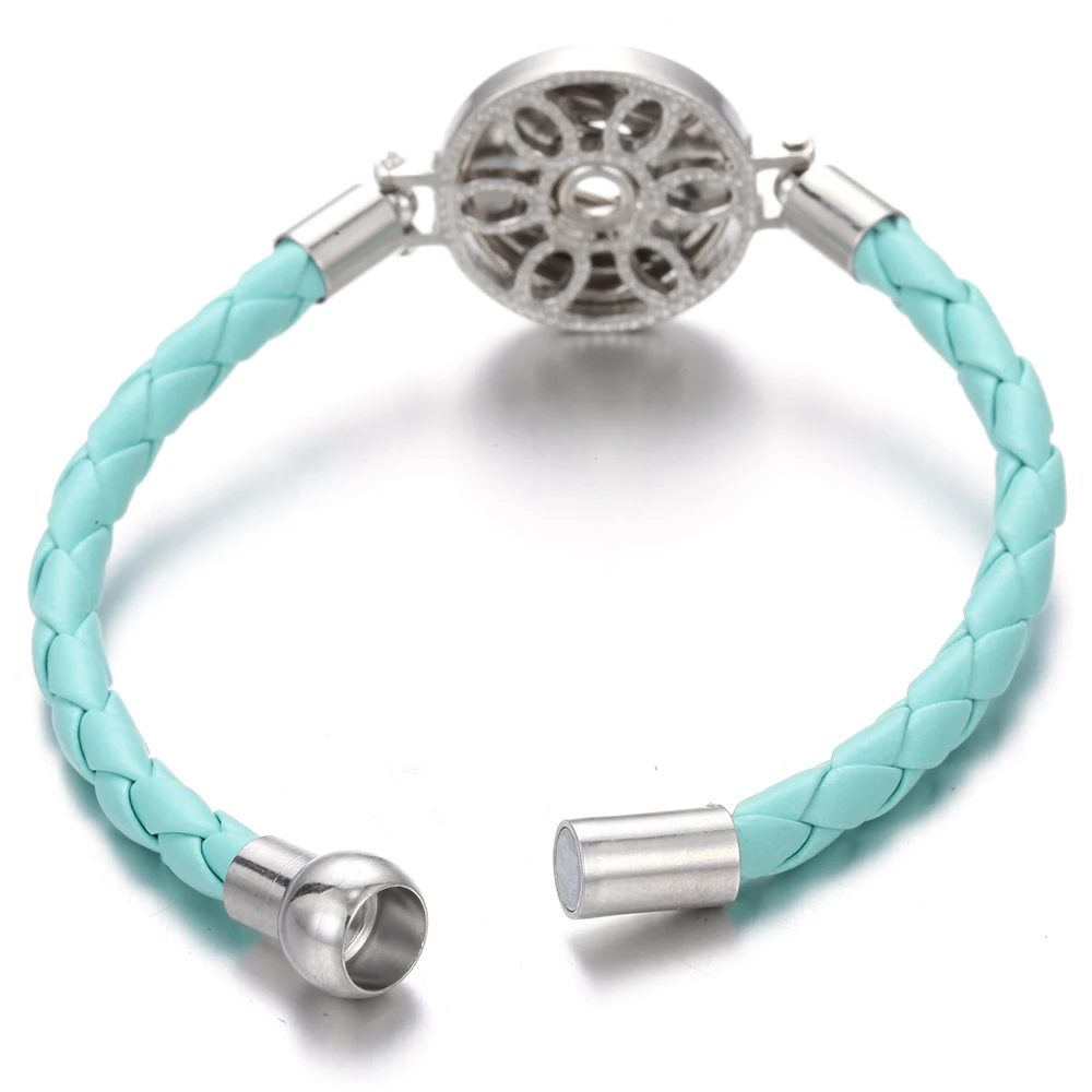 Новый плетеный кожаный браслет магнитный подходит для DIY 18 мм кнопки ювелирные