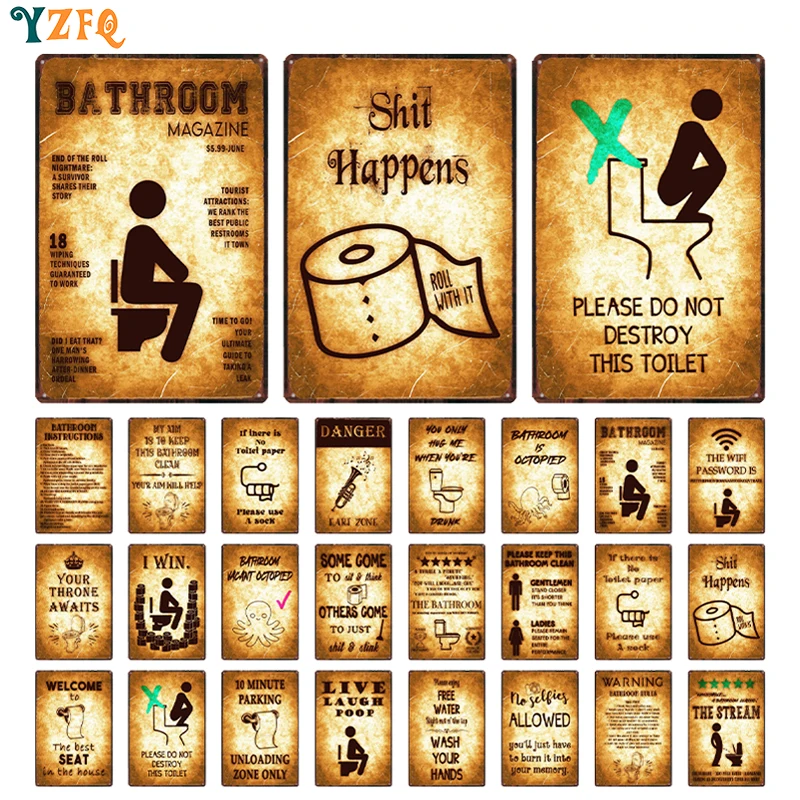 

Toilet Rules Pictorial Art Style Tin Board Signboard Bar Cafe Wall Panel Retro Home Decor Poster Gift 30X20CM DU-12226A