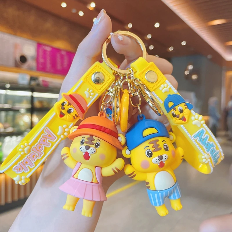 

77HD 5.5cm/2in Women’s Gift Cartoon Tiger Key Chain w/ Lanyard for Handbags Clothing & Backpack Key Ring Charm Pendant