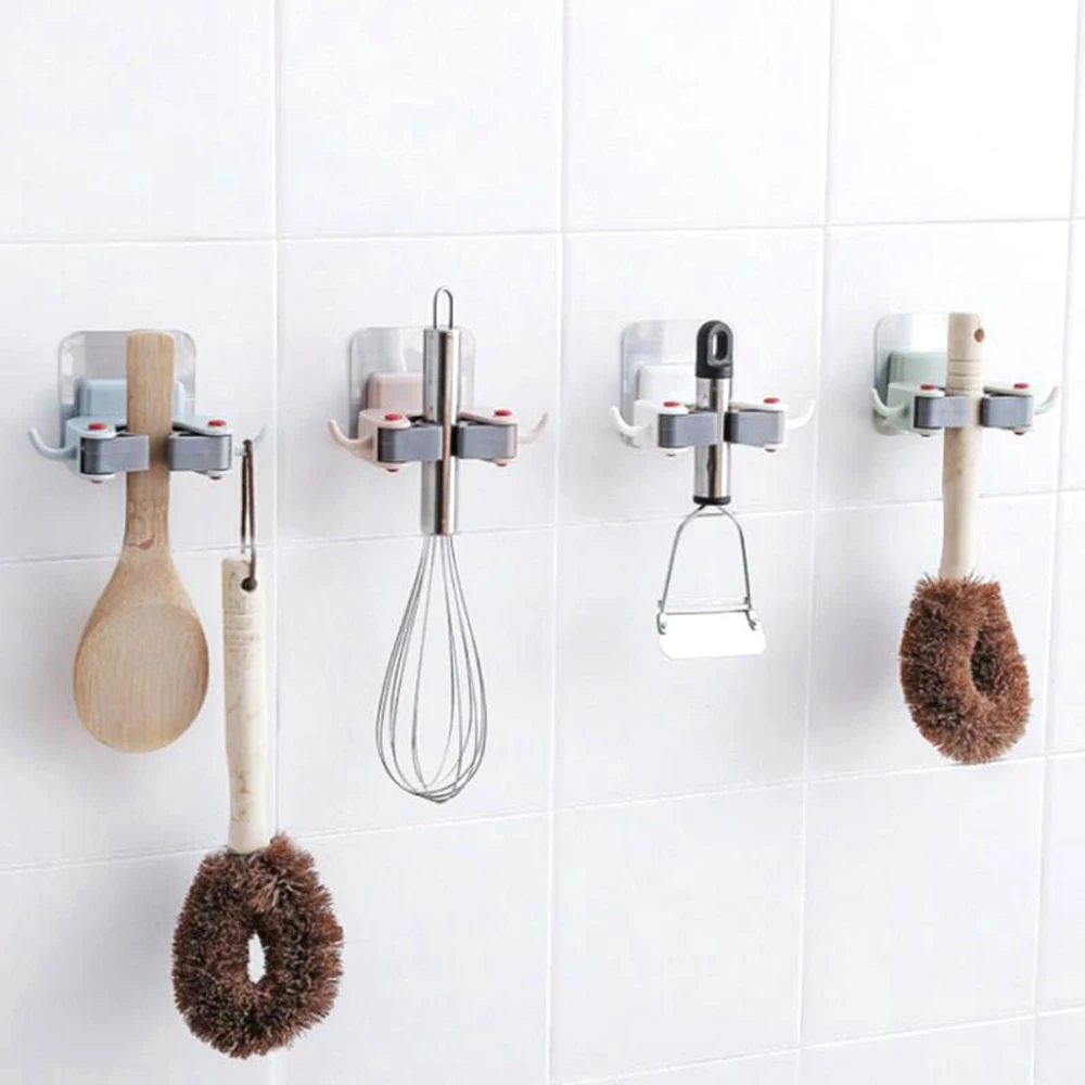 

Seamless Wall Mounted Mop Broom Hook Hanger Storage Clip Rack Broom Holder on Wall Broom Organizer Hooks Gripper Hanger Tools