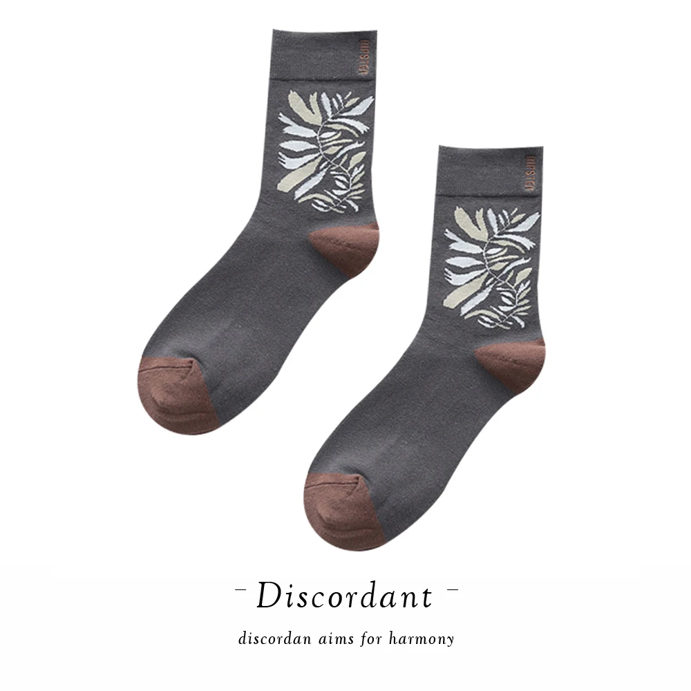 1 пара ретро-носки однотонные хлопковые носки с принтом веселые Мужские Носки