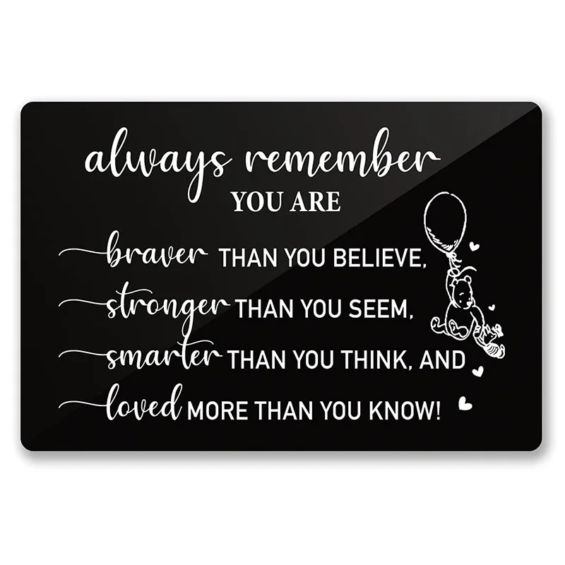 

Inspirational Quote Always Remember You are Braver Than You Think Engraved Metal Wallet Card Inserts,Motivational Christmas Gift