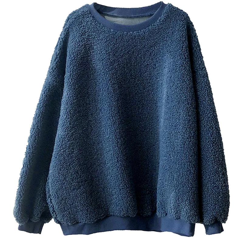 Теплый осенний женский флисовый свитер с длинным рукавом из овечьей шерсти