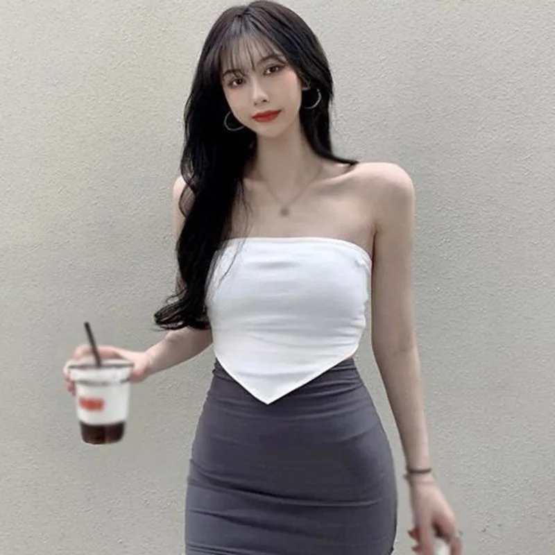 

Summer Sleeveless Backless Short Top Women Knitting Bottoming Vest for Ladies