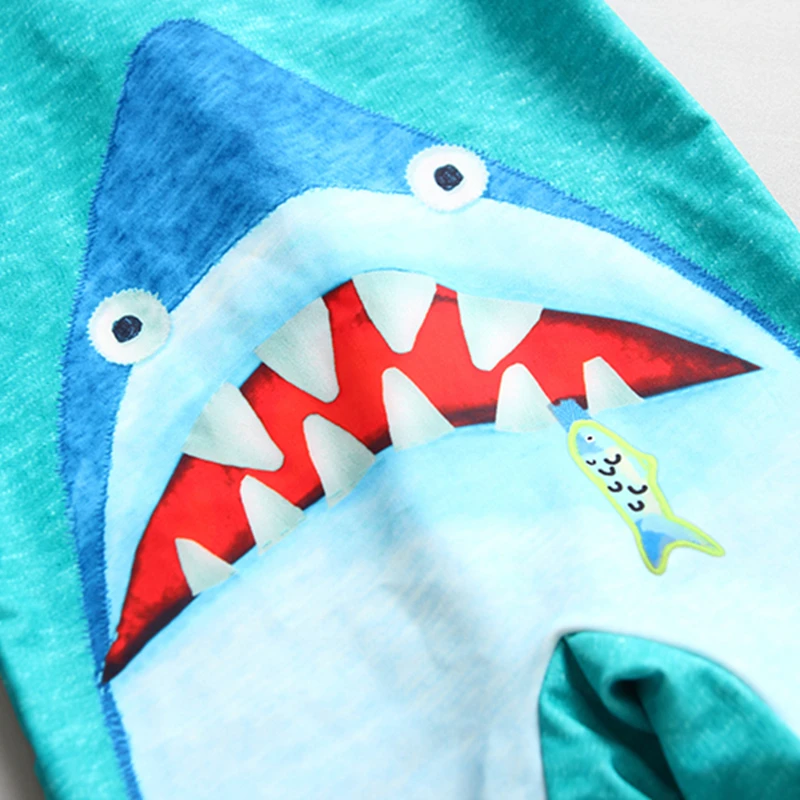Купальный костюм для детей с принтом акулы цельная детская одежда купания шапкой