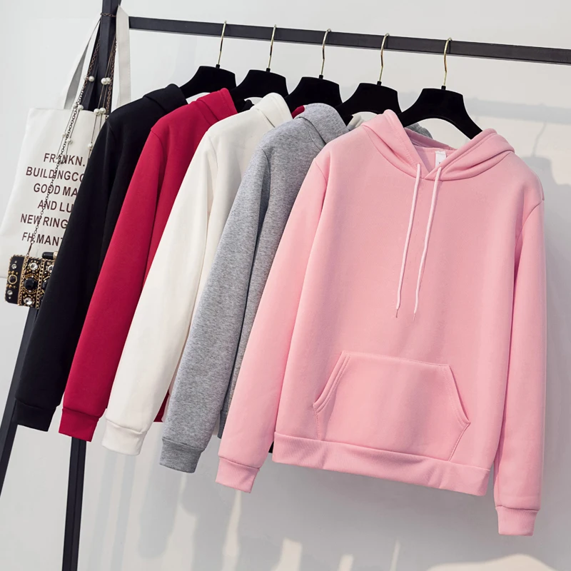 Женские толстовки осень 2020 Повседневная однотонная толстовка с капюшоном и