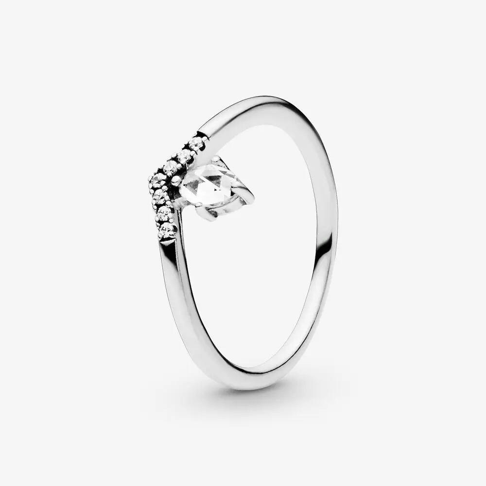 

Fashion Sparkling Classic Wishbone CZ Ring Minimalist Stackable Silver Ring for Women Wedding Engagement Jewelry Girlfriend Gift