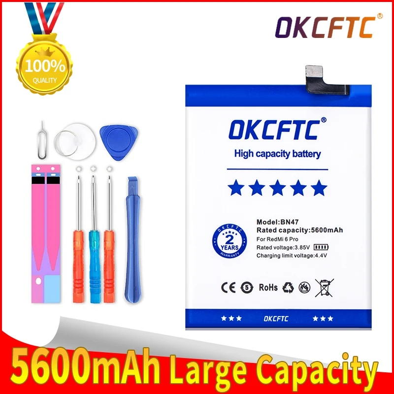 

Original Phone Battery BN47 for Xiaomi Redmi 6 Pro / Mi A2 Lite 5600mAh High Quality Replacement Battery Free Tools