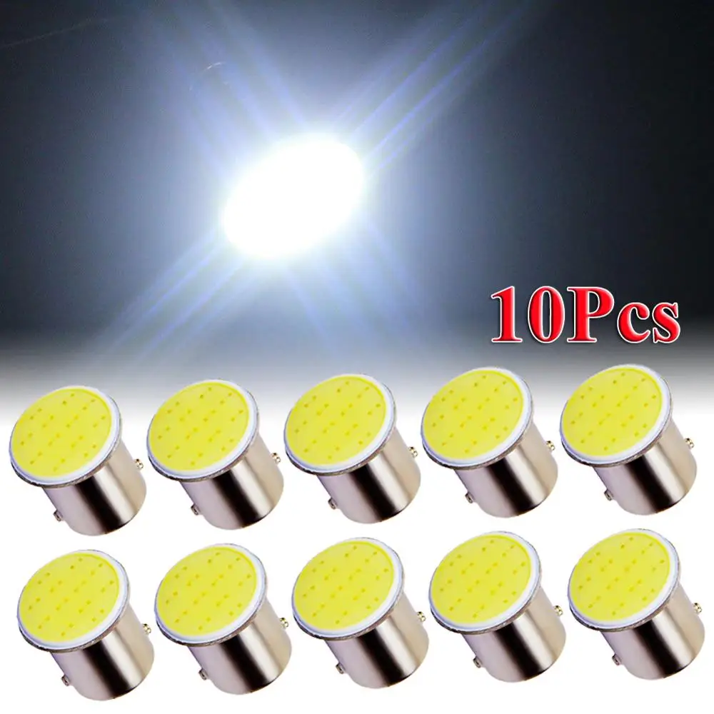 10 шт. белый светодиод 1156 BA15S P21W автомобильный лампа COB 12 SMD В лампы напряжения для