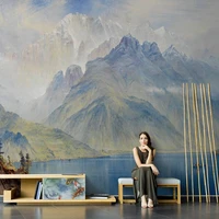 3d wallpaper nordic abstract art mountain lake tv background silk wallpaper home decor for living room bedroom