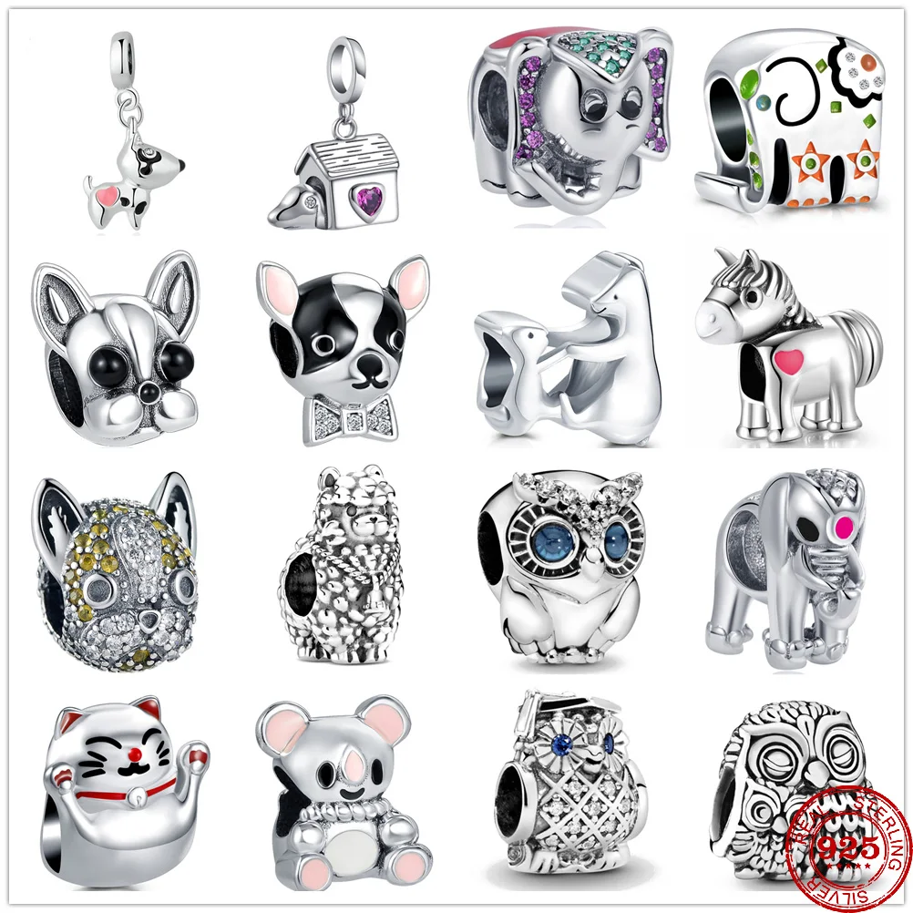 Лидер продаж шармы-подвески из стерлингового серебра 925 пробы в виде животных