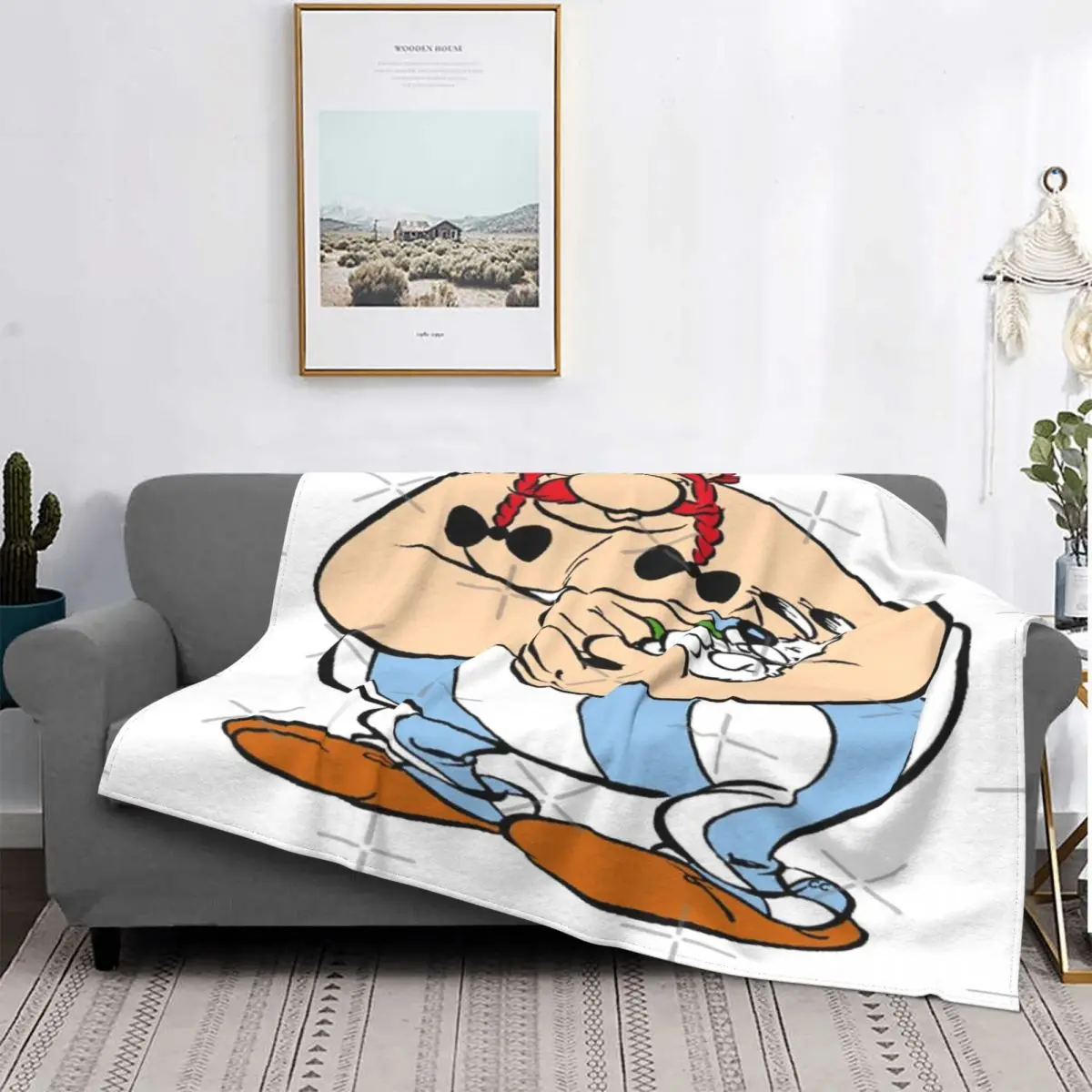 

Asterix-colcha a cuadros para cama, 1 manta, cubrecmaskawaii