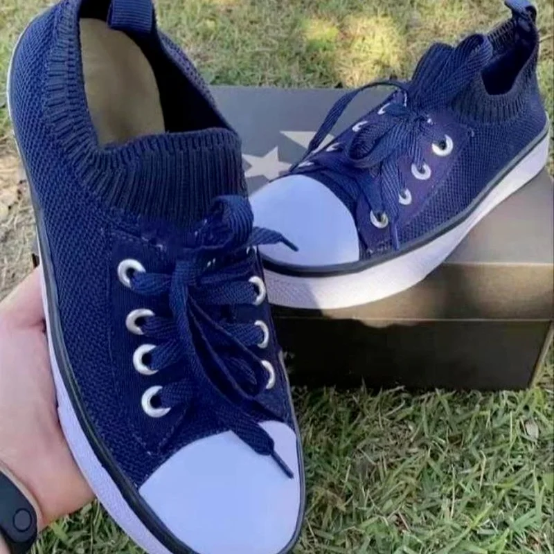 

Fashion Women's Shoes Flat Shoes Casual Ladies Lace-up Mesh Breathable Women's Sneakers Canvas Lace-up Vulcanized Shoes