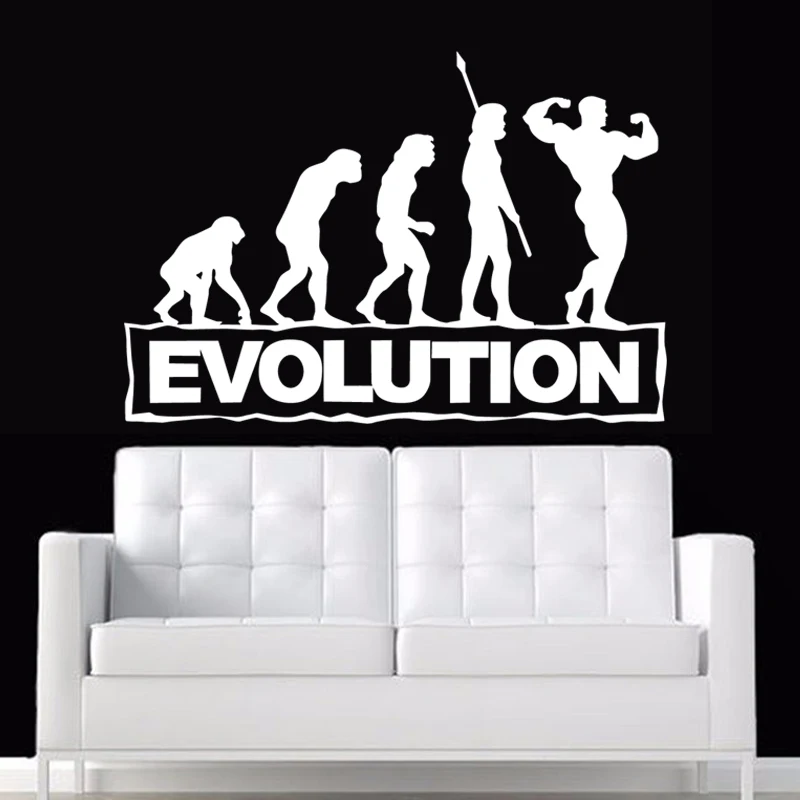 Эволюция фитнес наклейка тренажерный зал Стикеры Бодибилдинг Плакаты виниловые