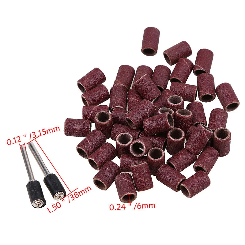 

50pcs 320 Grit Drum Sanding Bands Sleeves+2pcs Mandrels Sandpaper For Polishing