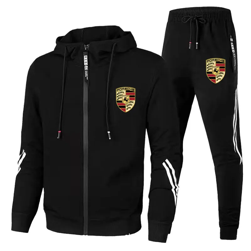 

2021 Casual Tracksuit Men Sets Hoodies jogging Pants Two Piece New Fashion Zipper Hooded Sweatshirt Outfit Sportswear M-3XL