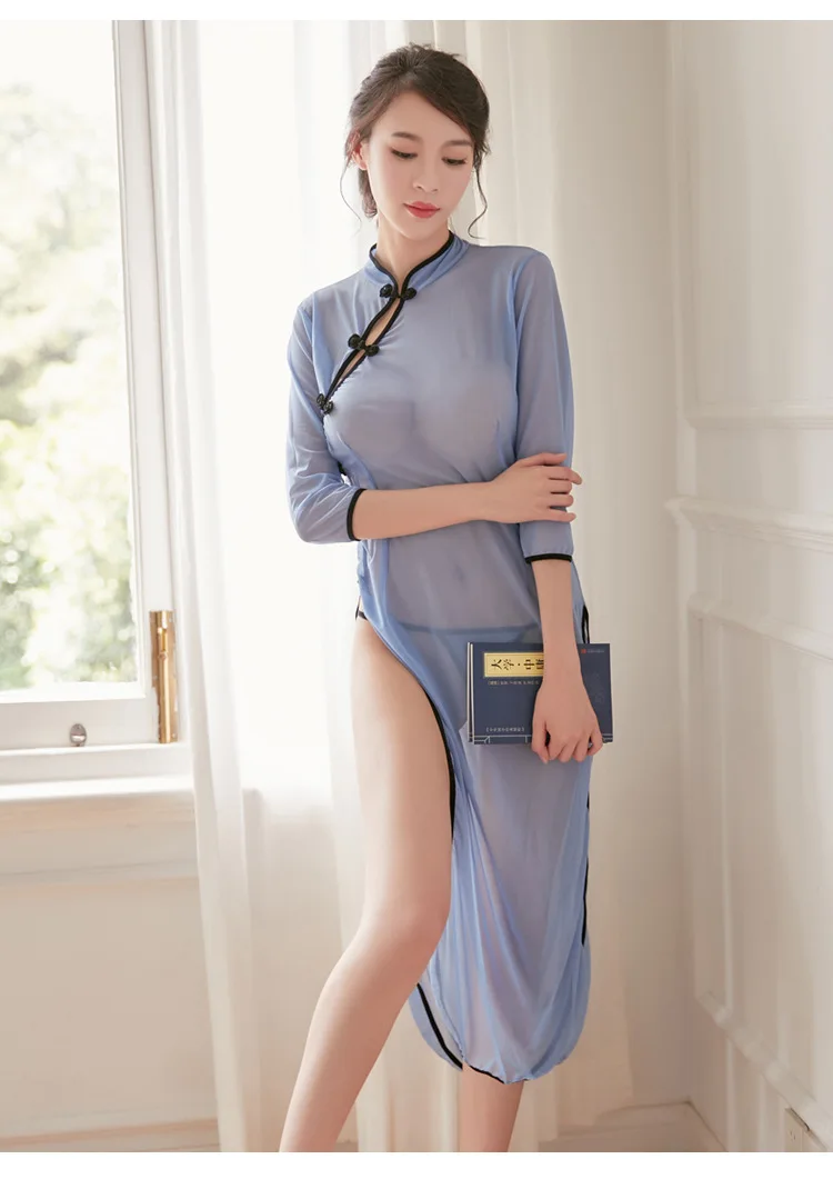 Китайское Ретро студенческое Cheongsam косплей сексуальное кружевное белье женское сексуальное эротичное ночное белье прозрачная сексуальная женская одежда