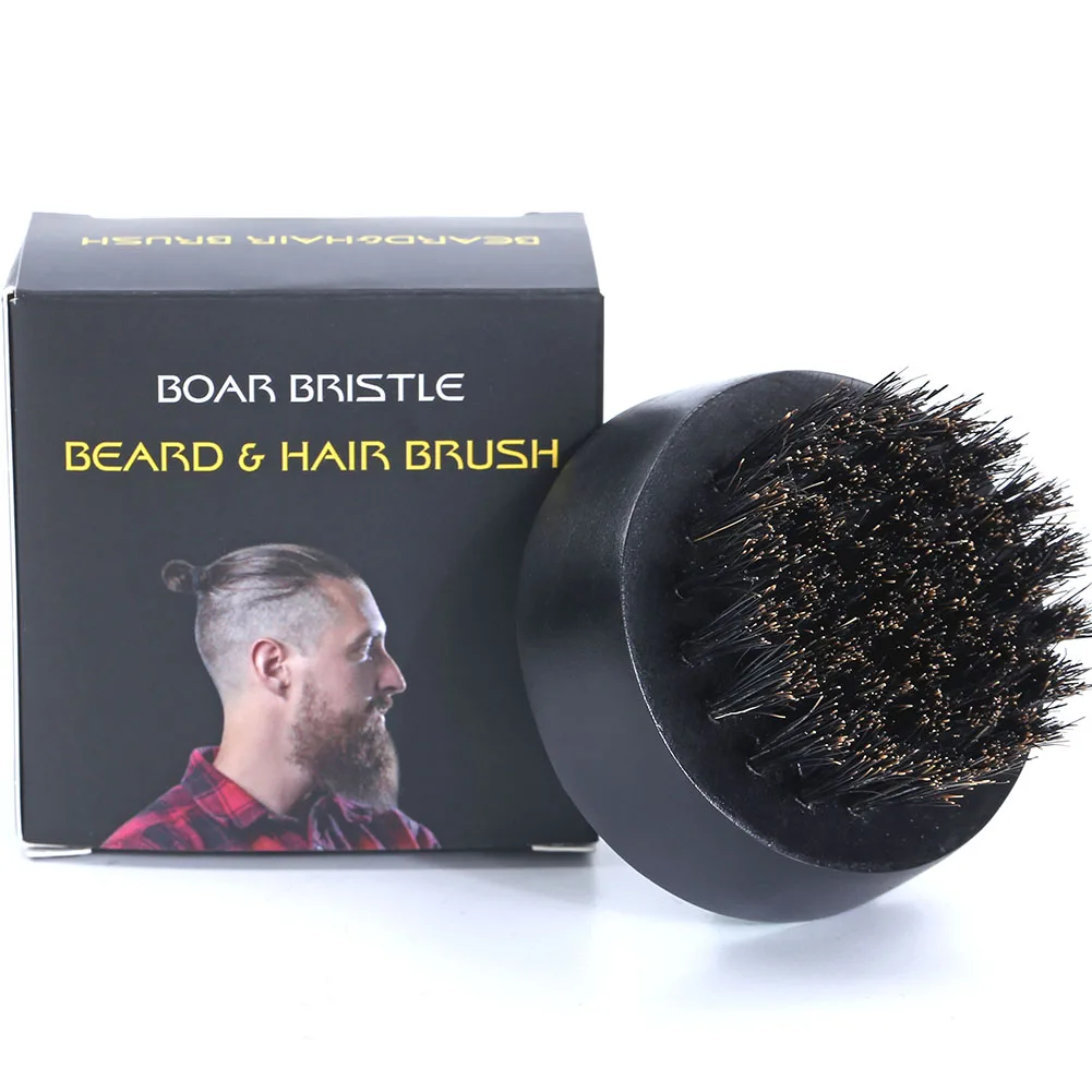 

Расческа-щетка мужская с круглым кабаном, 1 шт., портативная расческа для бритья, для парикмахерской, салона красоты, бритва для усов