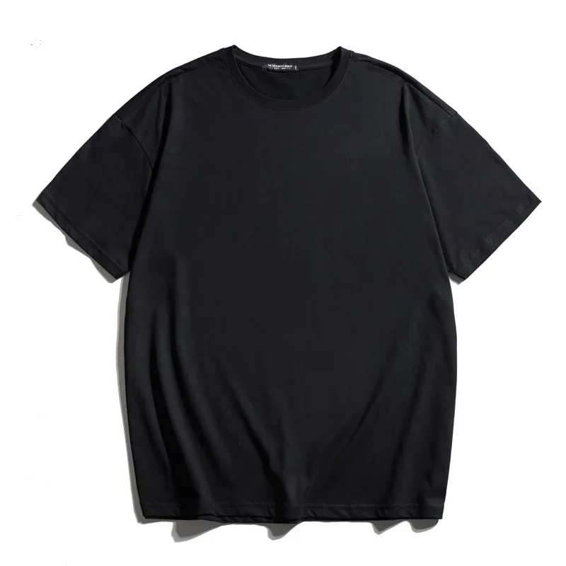 

Summer T-Shirt Men Large Size Loose Fashion Trend Streetwear Drop Shoulder Short Sleeve Round Neck Solid Multi-Color Tops Tees